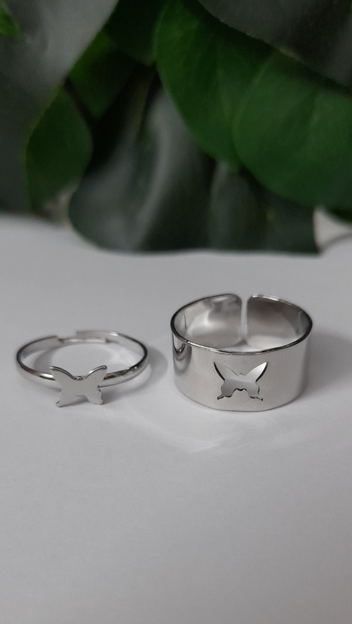 Butterfly Couple rings adjustable (pair)