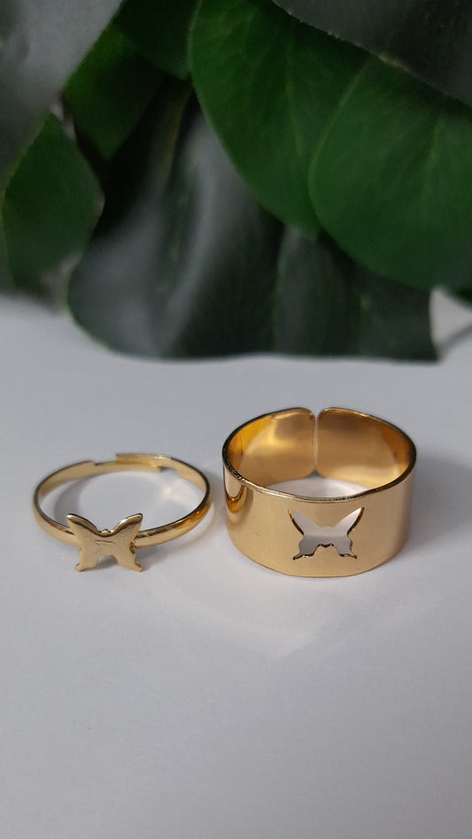 Butterfly Couple rings adjustable (pair)