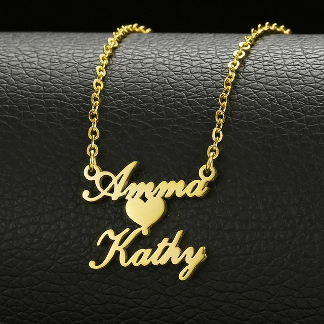 18k Gold Plated Double Name Necklace Article 16