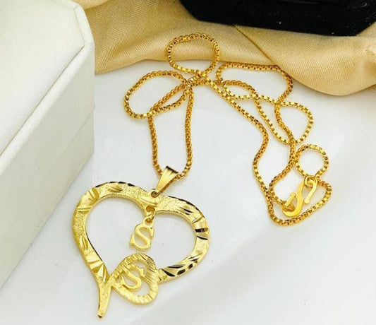 Gold Initial Necklace (Set of 2 Necklaces with chains)